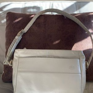 SAS Women's Ivory Soft Leather Shoulder Bag Hand Sewn